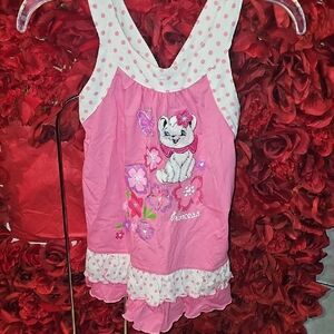 Pink Polka Dot Princess Tank Shirt with Cat Design Size 8